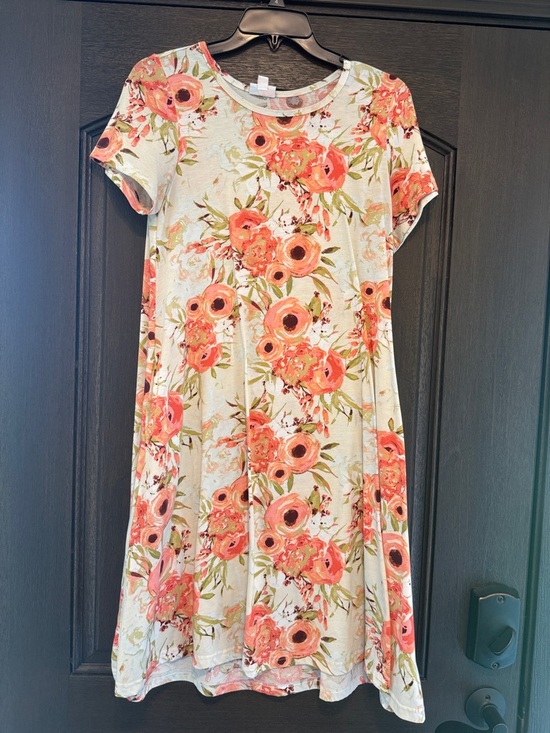 LuLaRoe Dresses & Skirts - LuLaRoe Coral Floral Swing Dress on Cream